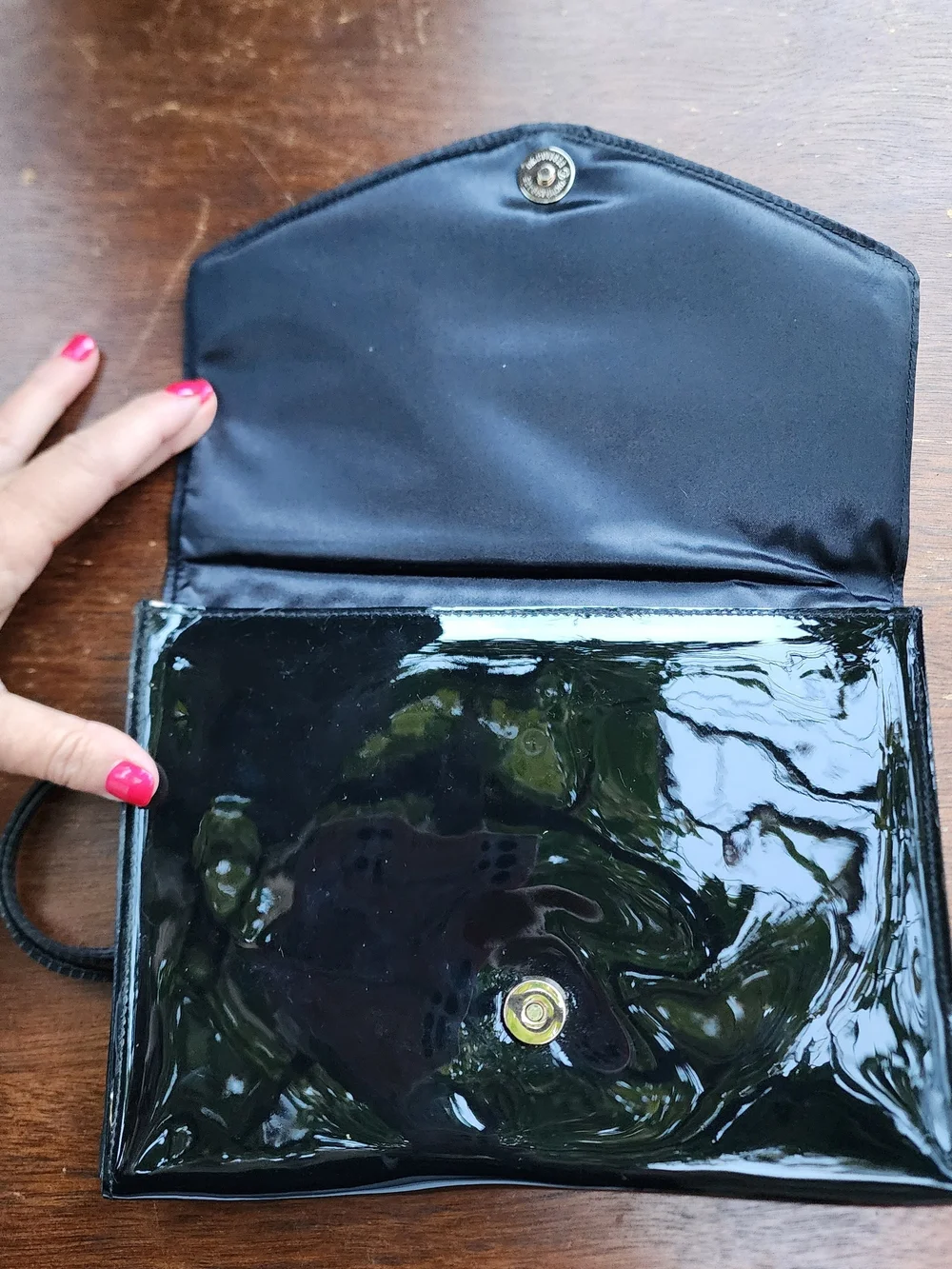 Ted Baker London Cersei Black Patent Leather Bow Envelope Clutch Bag